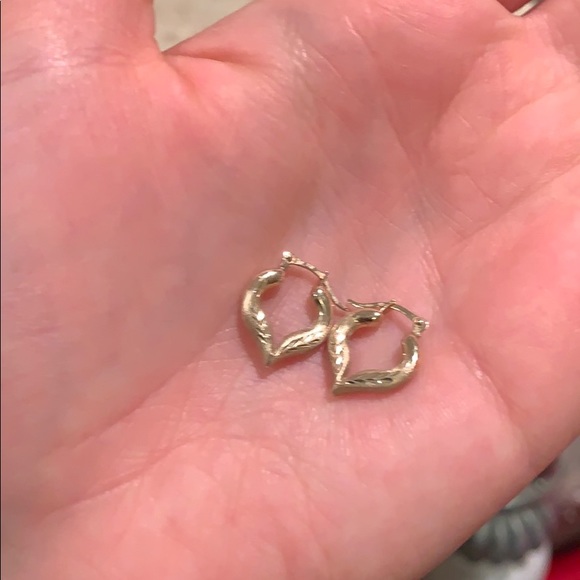 Stamped 10K Gold Heart Huggie Earrings 💛 - Picture 2 of 5